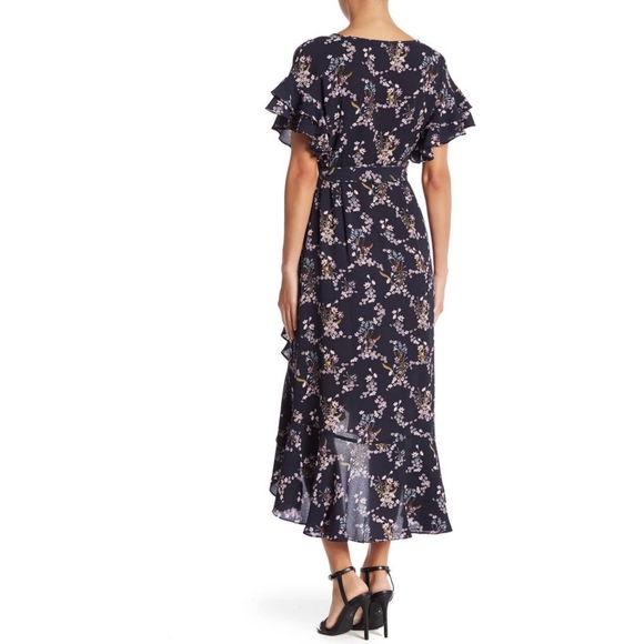 MAX STUDIO Ruffle Crepe High/Low Wrap Midi Dress - Picture 2 of 10
